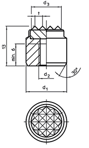 ハルダー ハードメタル(圧入用セレーション付)(22620-02●●)の寸法図