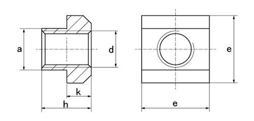 鋼 T-ナット (23010-)(強度クラス10)(ロームヘルド・ハルダー)の寸法図