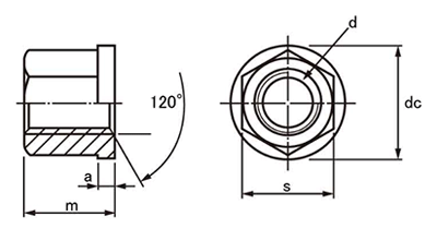鋼 フランジナット (ロームヘルド・ハルダー)の寸法図