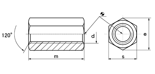 鋼 エキステンションナット (高ナット)(ロームヘルド・ハルダー)の寸法図