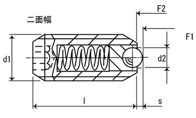 HALDER ステンレス スプリング・ボールプランジャ 回転(六角穴)(バネ圧：標準)(22031-02)の寸法図