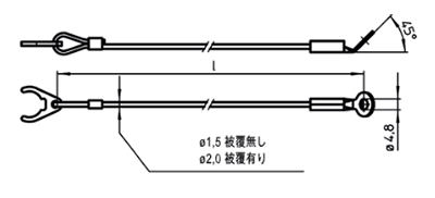 ハルダー 保持ケーブル(クリップラグ板/クリア)(22400-10●●)の寸法図