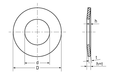 鉄 皿ばね 重荷重用 (オチアイ製)(機能用ばね)の寸法図