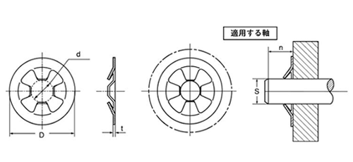 ステンレス 丸形 スピードナット (オチアイ製)の寸法図