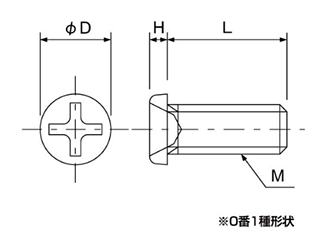 ピーク(樹脂製 GF30)(+)ナベ頭 小ねじ (精密機器用微細ねじ)(ケミス品)の寸法図