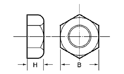 PVC(塩化ビニール) 六角ナット (ケミス品)の寸法図