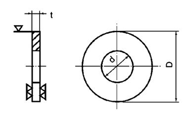 塩化ビニール 平座金 (ワッシャー)(旭有機材品)の寸法図