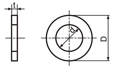 塩化ビニール 平座金 (ワッシャー)(ケミス品)の寸法図