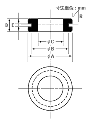 協和ゴム工業 難燃性グロメット(NG UENG型)(EPUL)の寸法図