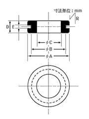 協和ゴム工業 難燃性グロメット(KG UEKG型)(EPUL)の寸法図