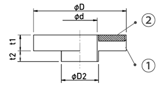 トーゼン ゴムブッシュ(WTタイプ、金具入ツバ付)(防振：置き型防振ゴム)の寸法図