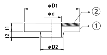 トーゼン ゴムブッシュ(XTタイプ、金具入ツバ付)(防振：置き型防振ゴム)の寸法図