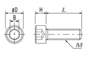 PVDF＜G＞ (樹脂製)六角穴付きボルト(キャップスクリュー)の寸法図