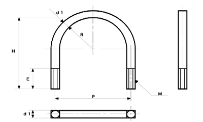 FRP VE(ガラスビニールエステル) Uボルトの寸法図
