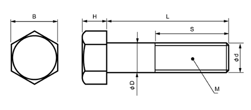 KYOUJIN(強靭性樹脂) 六角ボルト(防錆、絶縁性)の寸法図