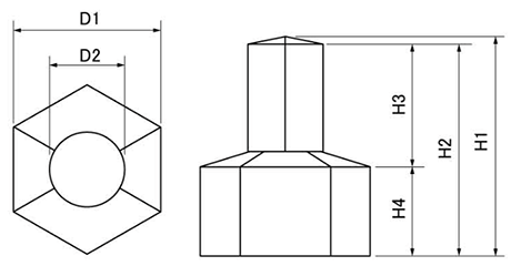 六角ナット用カバー (各色)(樹脂製)の寸法図