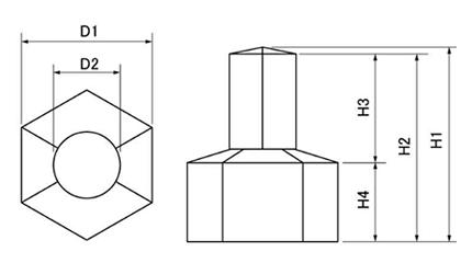 六角ナット用カバー (ROHS2)(樹脂製/各色)の寸法図