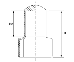 シングルナット用カバー (内ねじ付)(軟質塩ビ・PVC)の寸法図