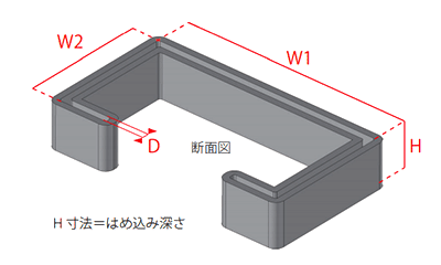軟質塩ビ(PVC) C型チャンネル(リップ溝形鋼)エンドキャップ(annway)の寸法図