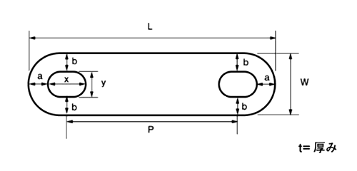 PP(ポリプロピレン) Uボルト用絶縁プレート(乳白色)(AWJ品)の寸法図