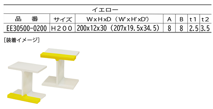 エラストマー(TPE) H鋼アンダーカバー(下部用) (AWJ品)の寸法表