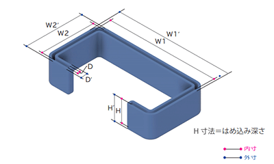 エラストマー(TPE) EL リップ溝型鋼キャップ (C型チャンエンドキャップ)(AWJ品)の寸法図