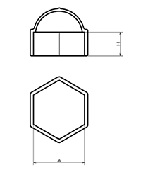 六角袋ナット用カバー (ROHS2)(軟質塩化ビニール・PVC)(AWJ品)の寸法図