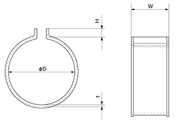 樹脂(PE) SGP管 パイプマーカー(配管識別カラーマーカー)(PMSG)の寸法図