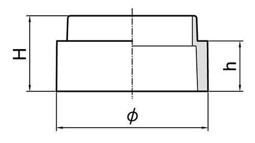 ボルト用保護カバー (ハカマ・高さ調整用)(ごげ茶色)マサル工業製の寸法図