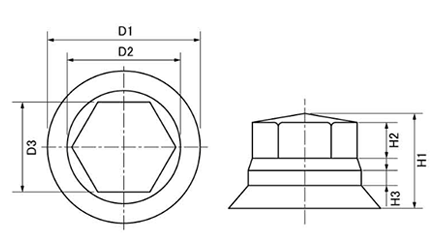 TSボルトキャップ止水用 グレー(樹脂製)の寸法図
