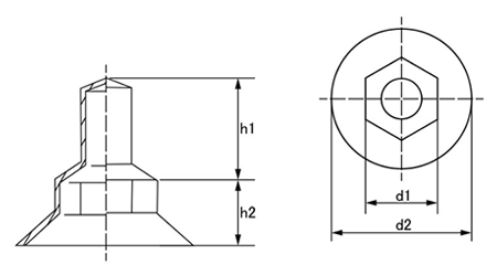 ナットカバー座金付き用 (止水用)(樹脂製)の寸法図