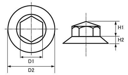 ボルトカバー座金付き用 (止水用)(樹脂製)の寸法図