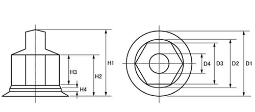 六角ハイテンナット用キャップ(グレー)(樹脂製)の寸法図