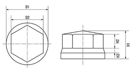 TSボルトキャップ座金用 グレー(樹脂製)の寸法図