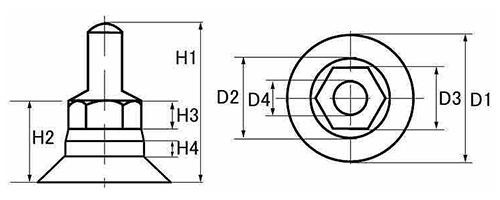六角ナットカバー 座金付き用(グレー色)(ROHS2対応品)の寸法図