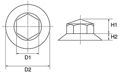 六角ボルトカバー 座金付き用(グレー色)(ROHS2対応品)の寸法図