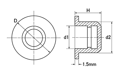 SDCプロテクトパーツ (ゴムキャップ SR1013) 標準色：黒 (材質：PVC)の寸法図