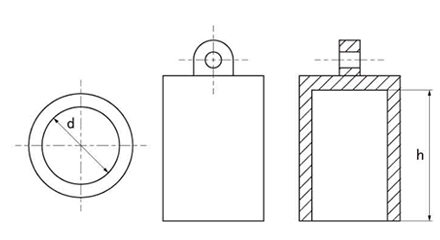 SDC プロテクトパーツ(キャップ)SR1020(PVC製・黒色)内径x内寸高mmの寸法図