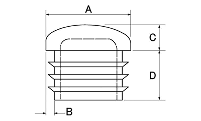 SDCプロテクトパーツ(パイプキャップ用 丸パイプインサート SR1530) 標準色： 黒 (材質：LDPE)の寸法図