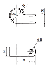 樹脂 ナイロンクランプ(NK-N)(ねじ止め配線クランプ)(北川工業)の寸法図