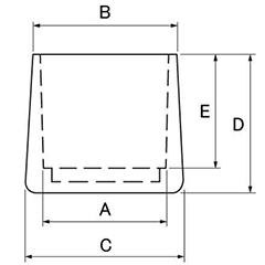 樹脂(PE) 角キャップ (角パイプ外かぶせ栓)(黒色)(A-)(大昌産業)の寸法図