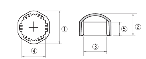 樹脂(PP) ボルト・ナットキャップ(頭部保護キャップ)(A-BN/M8用)(大昌産業)の寸法図
