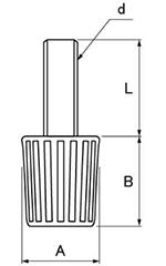 樹脂製(ABS) アジャスター(高さ調節用)(H-82P)(インチ・ウイット)(大昌産業)の寸法図