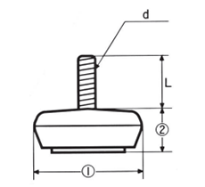 樹脂製(PE) アジャスター(高さ調節用)(H-34C)(ROHS品)(大昌産業)の寸法図