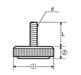樹脂製(PE) アジャスター(高さ調節用)(H-71F)(ROHS品)(大昌産業)の寸法図