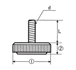 樹脂製(PE) アジャスター(高さ調節用)(H-71L)(インチ・ウイット)(大昌産業)の寸法図