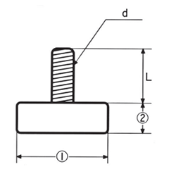 樹脂製(PE) アジャスター(高さ調節用)(H-74F)(ROHS品)(大昌産業)の寸法図