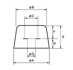 ゴム脚(EPDM/黒色) 平型ワッシャー入り(K・SK型)(協和ゴム工業)の寸法図