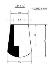 協和ゴム工業 パイプ用ゴム脚(KP型) EPDM (Cタイプ)の寸法図