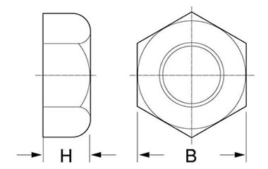 ポリカーボネート 六角ナット (インチ・ウイット)の寸法図